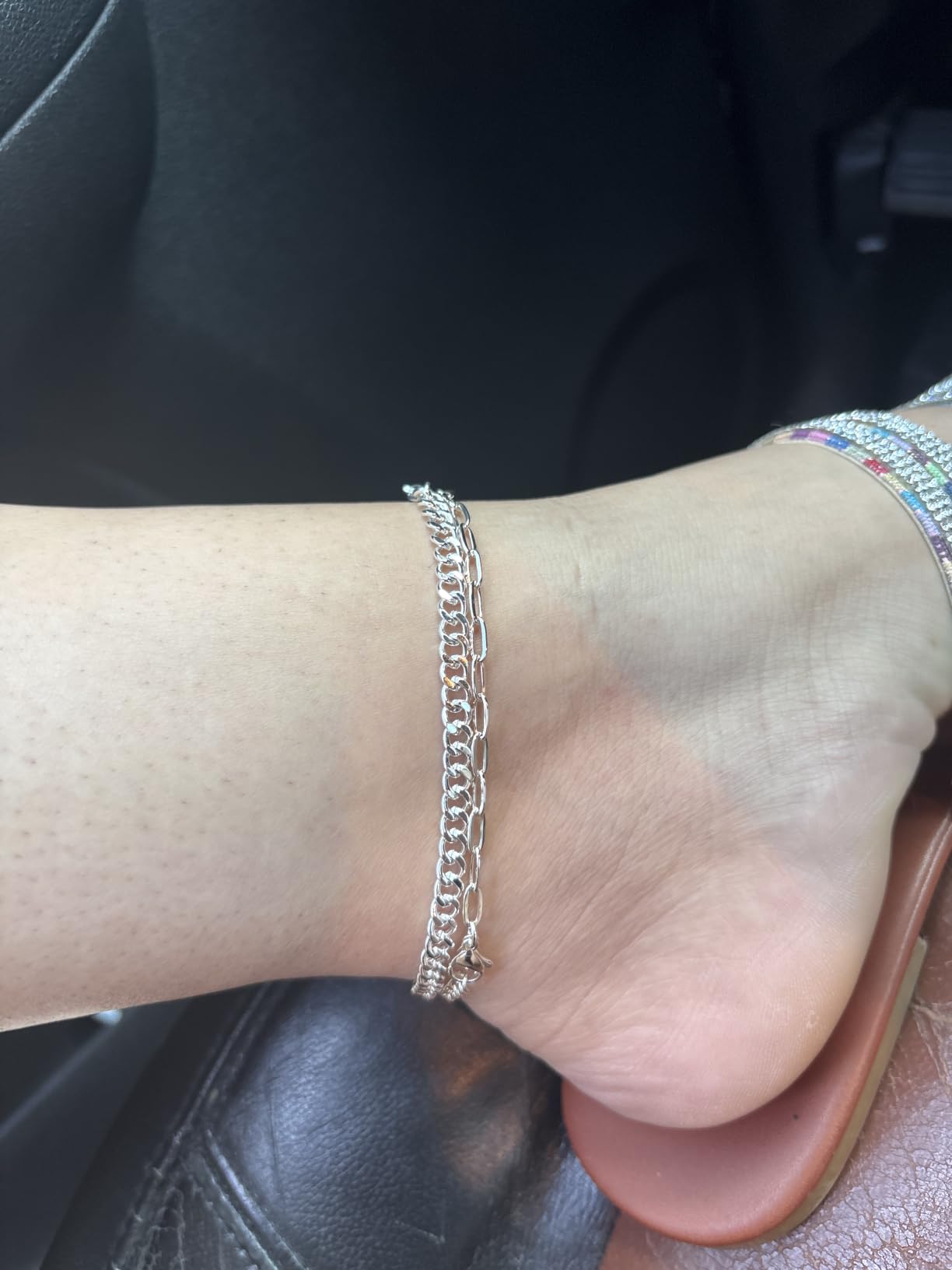 Gokeey Ankle Bracelets for Women Waterproof, 14k Gold Plated Jewelry Set Layered Cuban Figaro Link Chain Anklets Set Gold Anklets Summer Boho Beach Jewelry Gift Adjustable Size customer photo 1