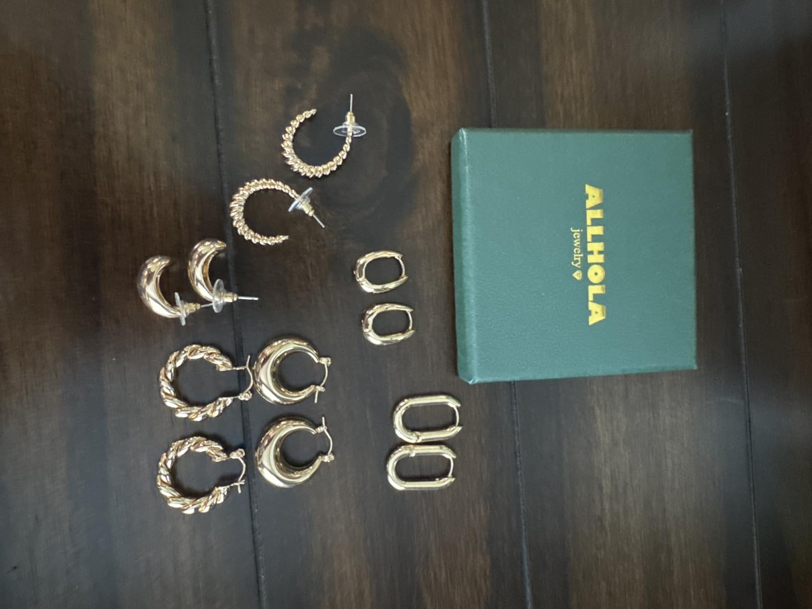 6 Pairs 14K Gold Plated Hoop Earrings for Women Lightweight Chunky Hoop Earrings Multipack Hypoallergenic, Thick Open Twisted Huggie Hoops Earring Set Jewelry for Gifts. customer photo 1