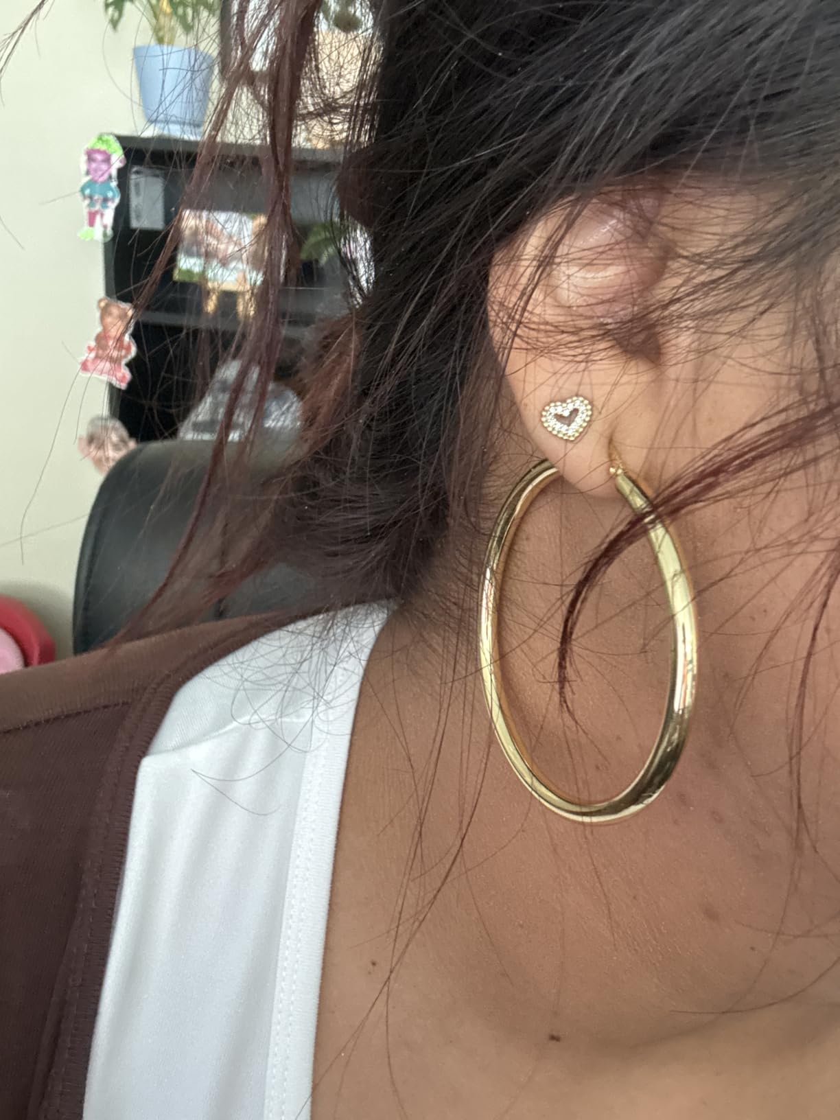 4mm Thick Gold Chunky Earrings Steling Silver Post Hoops Earrings For Women Hollow Tube Hoops Earrings Thick Gold Hoop Earrings Hypoallergenic Lightweight Gold Hoop Large Earrings 20/30/40/50/60MM customer photo 2