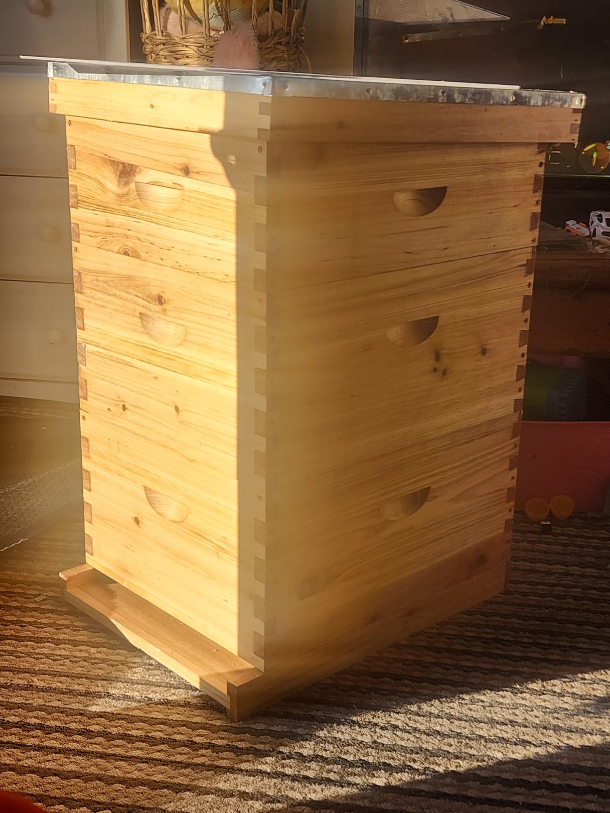 10-Frame Langstroth Bee Hive Complete Bee Hive Kit Beeswax Coated Include Beehive Frames and Waxed Foundation Sheets for Beekeeper (2 Deep Beehives Box & 1 Medium Box, Unassembled) customer photo 1