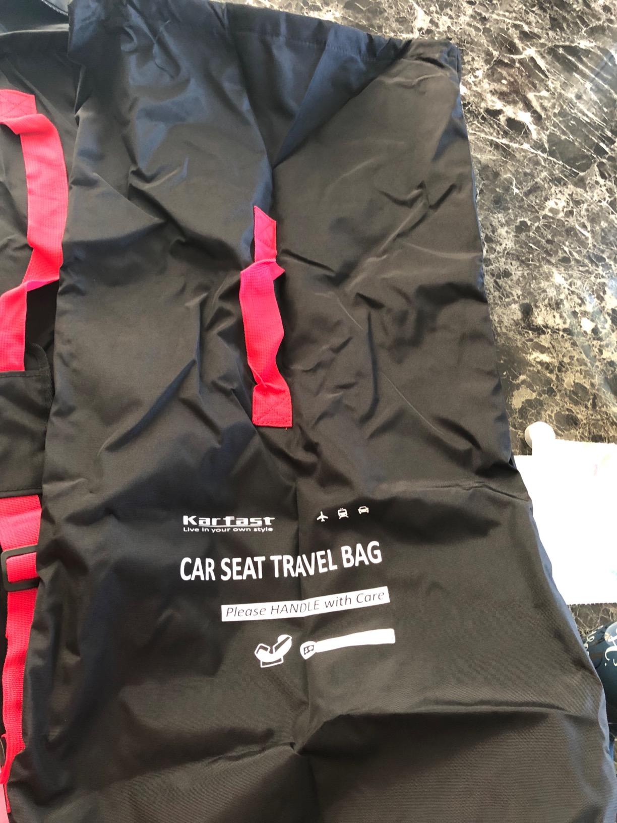 Car Seat Travel Bag Backpack for Air Travel - Karfast Universal Infant Carseat Gate Check Bag Cover for Airplane, Foldable with Pouch, Blue customer photo 1