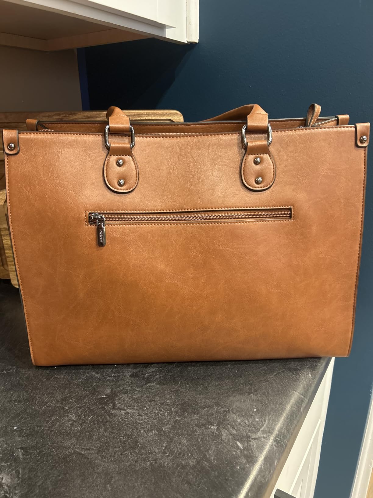 LOVEVOOK Laptop Tote Bag for Women, 15.6 Inch Professional Work Bag with Matching Clutch, Waterproof Vintage Leather Computer Tote for Office, Business Travel & Daily Use, Gift for Women customer photo 2