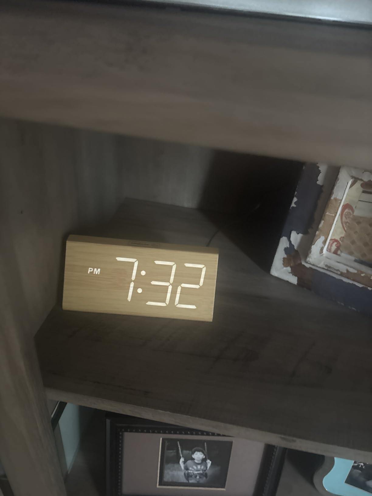 DreamSky Wooden Digital Alarm Clock for Bedrooms Desk with Large Numbers customer photo 1