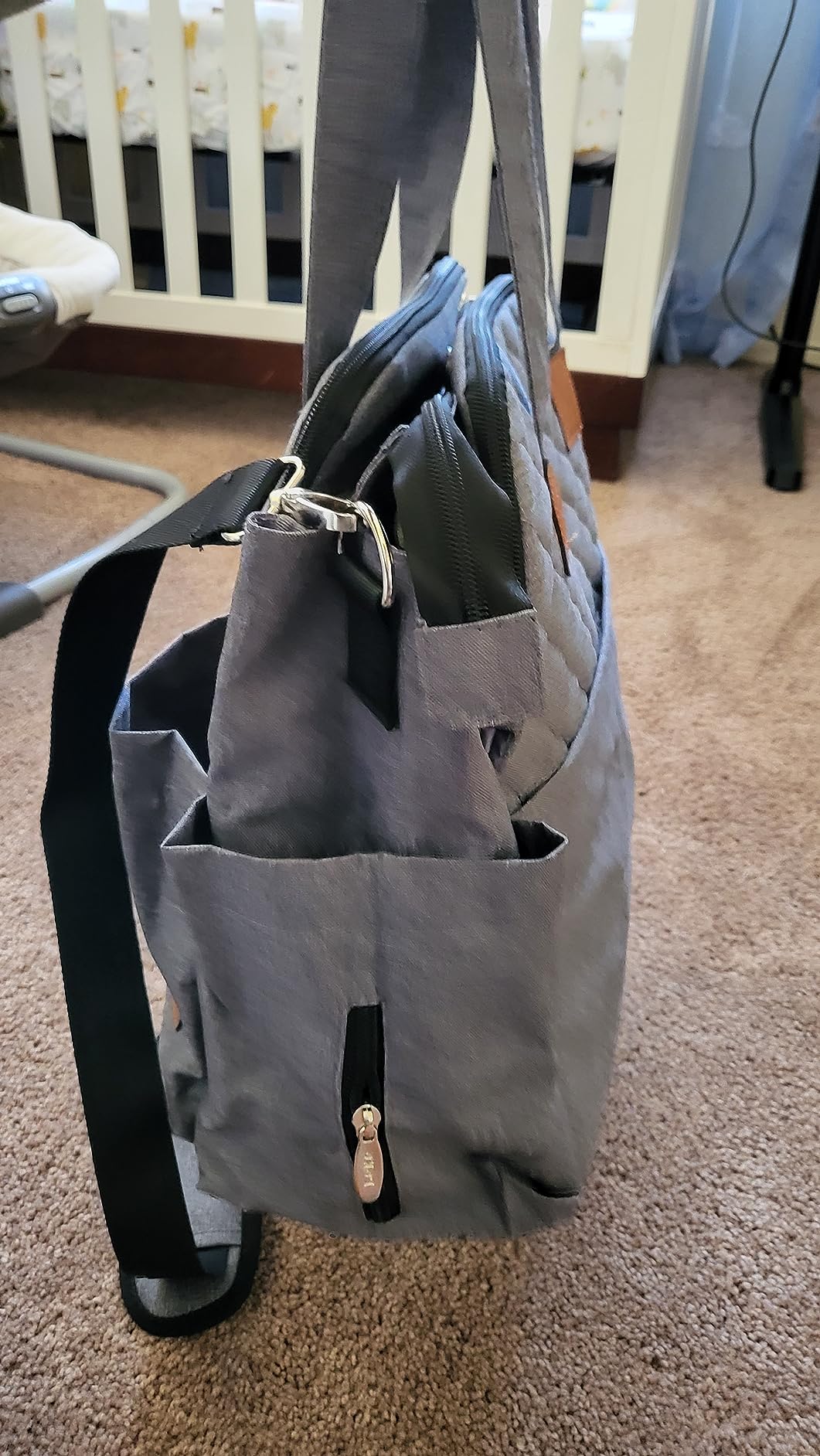 Lekebaby Diaper Bag Tote 17 Pockets Large Travel Diaper Black | Waterproof Tote with Portable Changing Pad, Mom Crossbody Hospital Bag for Labor Delivery, Baby Essentials for Newborn Gifts customer photo 1