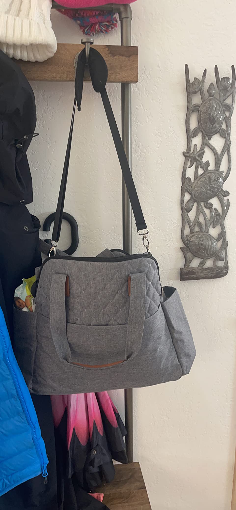 Lekebaby Diaper Bag Tote 17 Pockets Large Travel Diaper Black | Waterproof Tote with Portable Changing Pad, Mom Crossbody Hospital Bag for Labor Delivery, Baby Essentials for Newborn Gifts customer photo 2