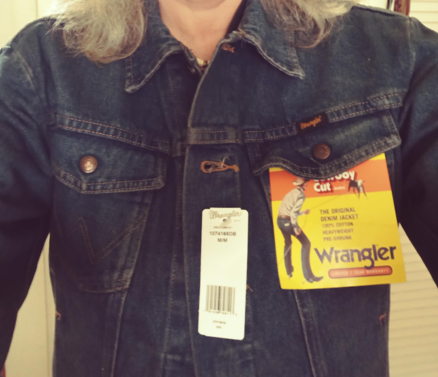 Wrangler Men's Cowboy Cut Western Unlined Denim Jacket customer photo 2