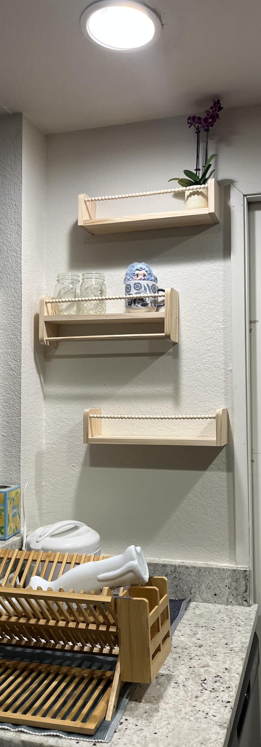 Maxpeuvon Nursery Shelves for Wall Set of 3, Natural Wood Floating Shelves customer photo 1