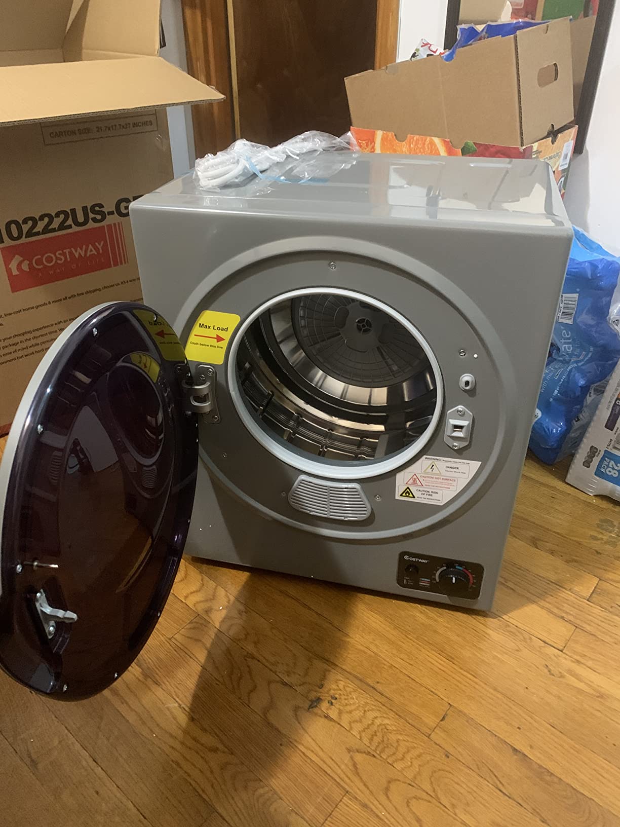 COSTWAY Compact Laundry Dryer, 110V Electric Portable Clothes Dryer with Stainless Steel Tub, Control Panel Downside Easy Control for 4 Automatic Drying Mode (Stainless Steel-Grey) customer photo 1
