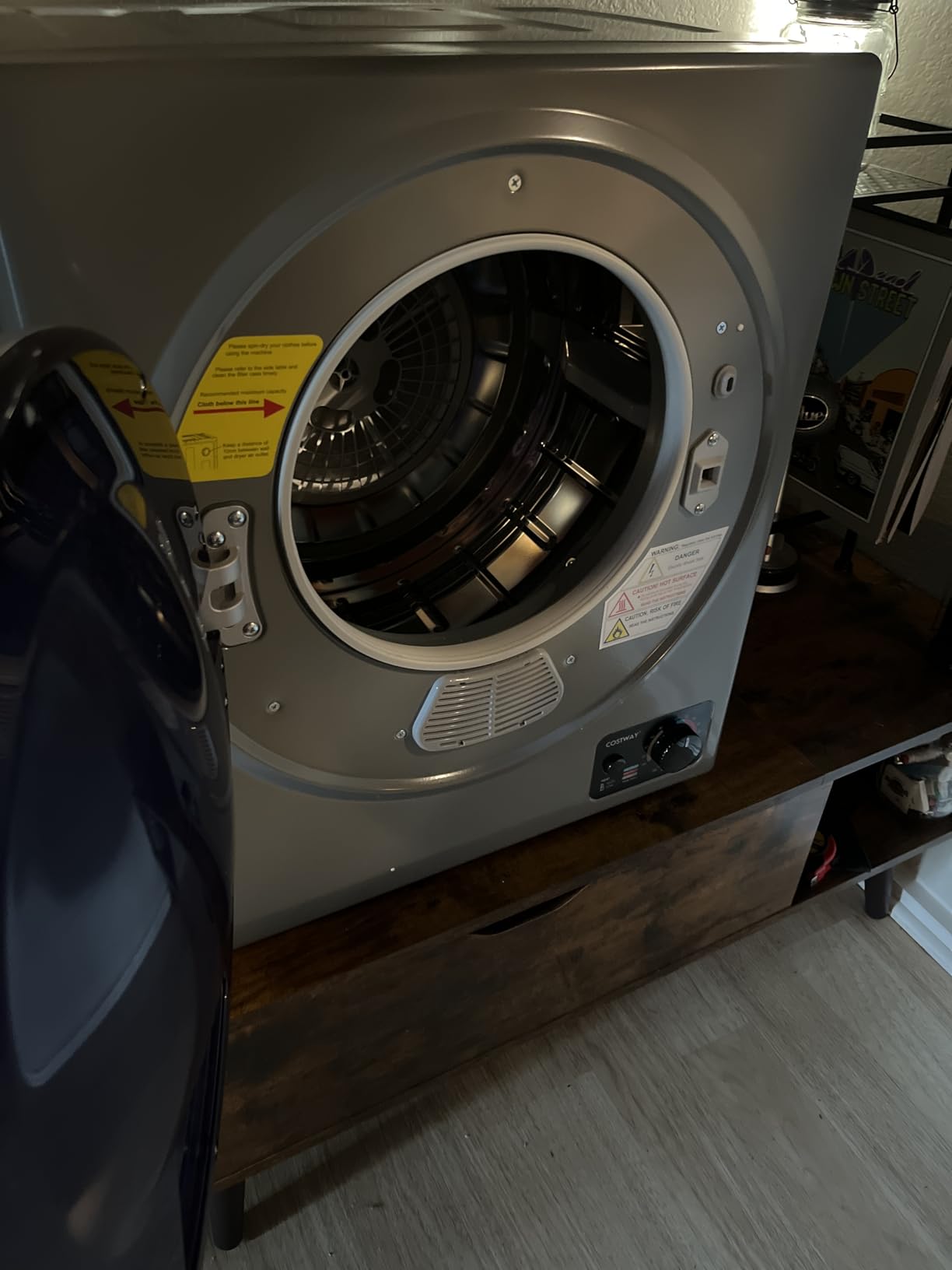 COSTWAY Compact Laundry Dryer, 110V Electric Portable Clothes Dryer with Stainless Steel Tub, Control Panel Downside Easy Control for 4 Automatic Drying Mode (Stainless Steel-Grey) customer photo 2