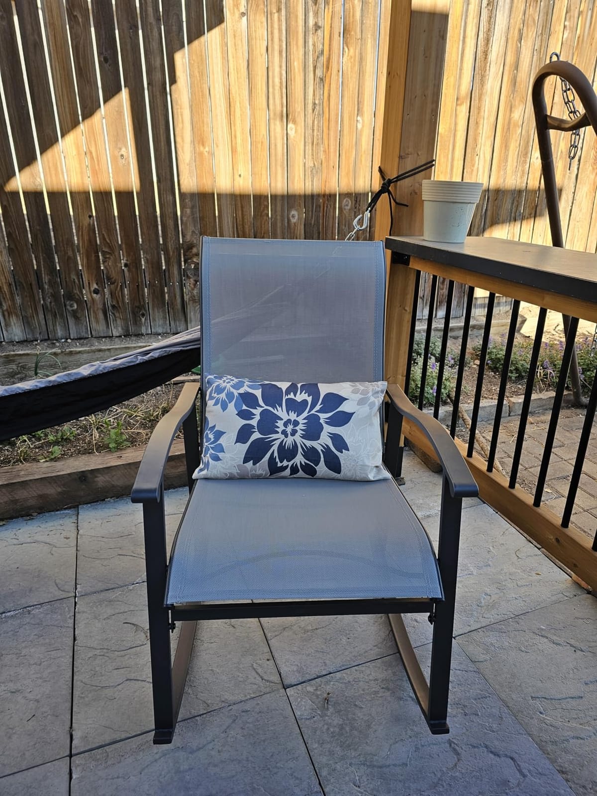 Vongrasig 3 Piece Outdoor Rocking Bistro Set, Textilene Fabric Small Patio Furniture Set, Front Porch Rocker Chairs Conversation Set with Glass Table for Lawn, Garden, Balcony, Poolside (Brown) customer photo 1