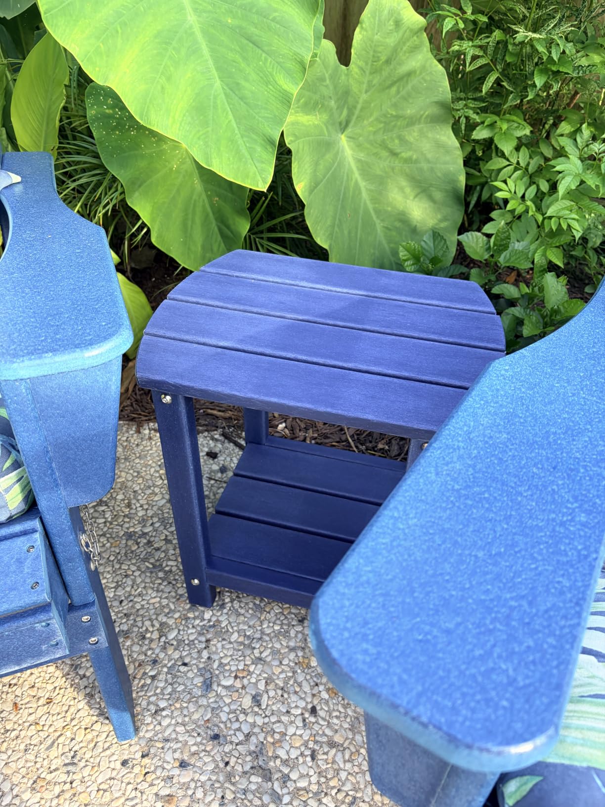 Adirondack Square Outdoor Side Table,2-Tier Storage Patio Side Table, HDPE End Tables for Backyard Pool Porch Garden Lawn customer photo 2