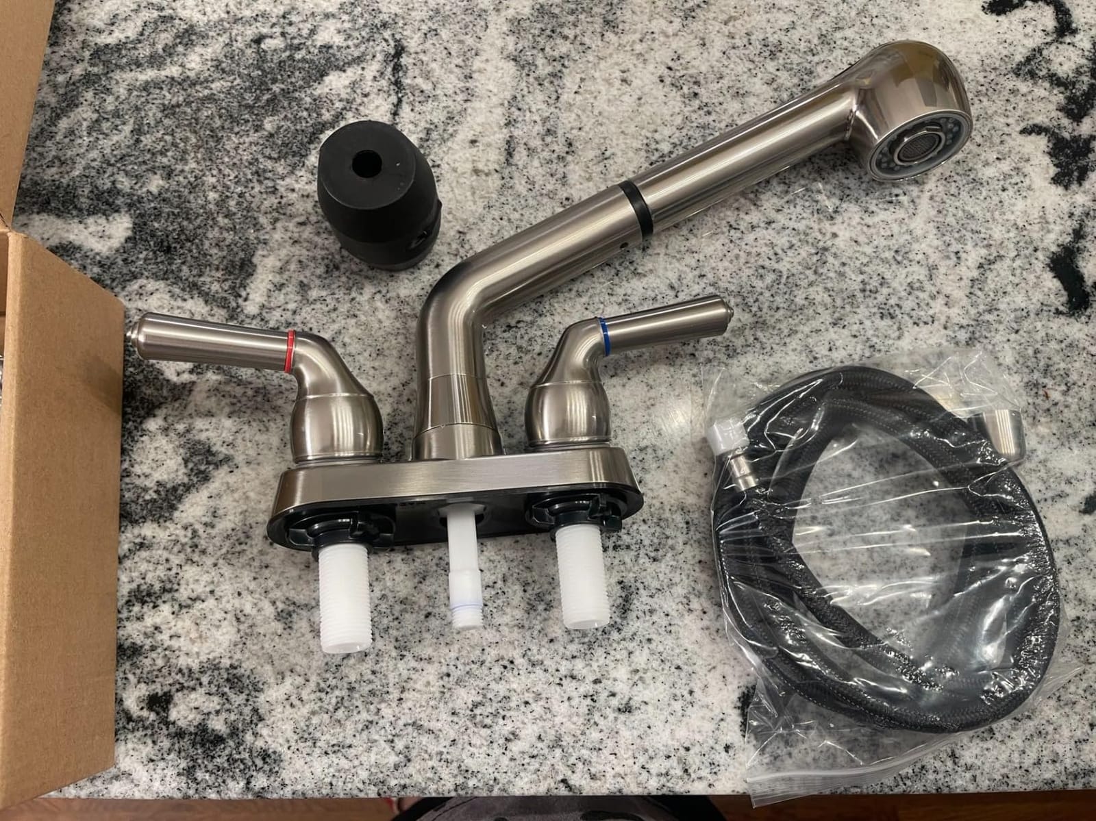 Utility Sink Faucet,Universal Laundry Tub ABS Plastic Faucet with Sprayer,Dual Handle Pull Out Faucet, Chrome Finish Laundry & Utility Room Sink Faucets,4 Inch Center Set customer photo 1
