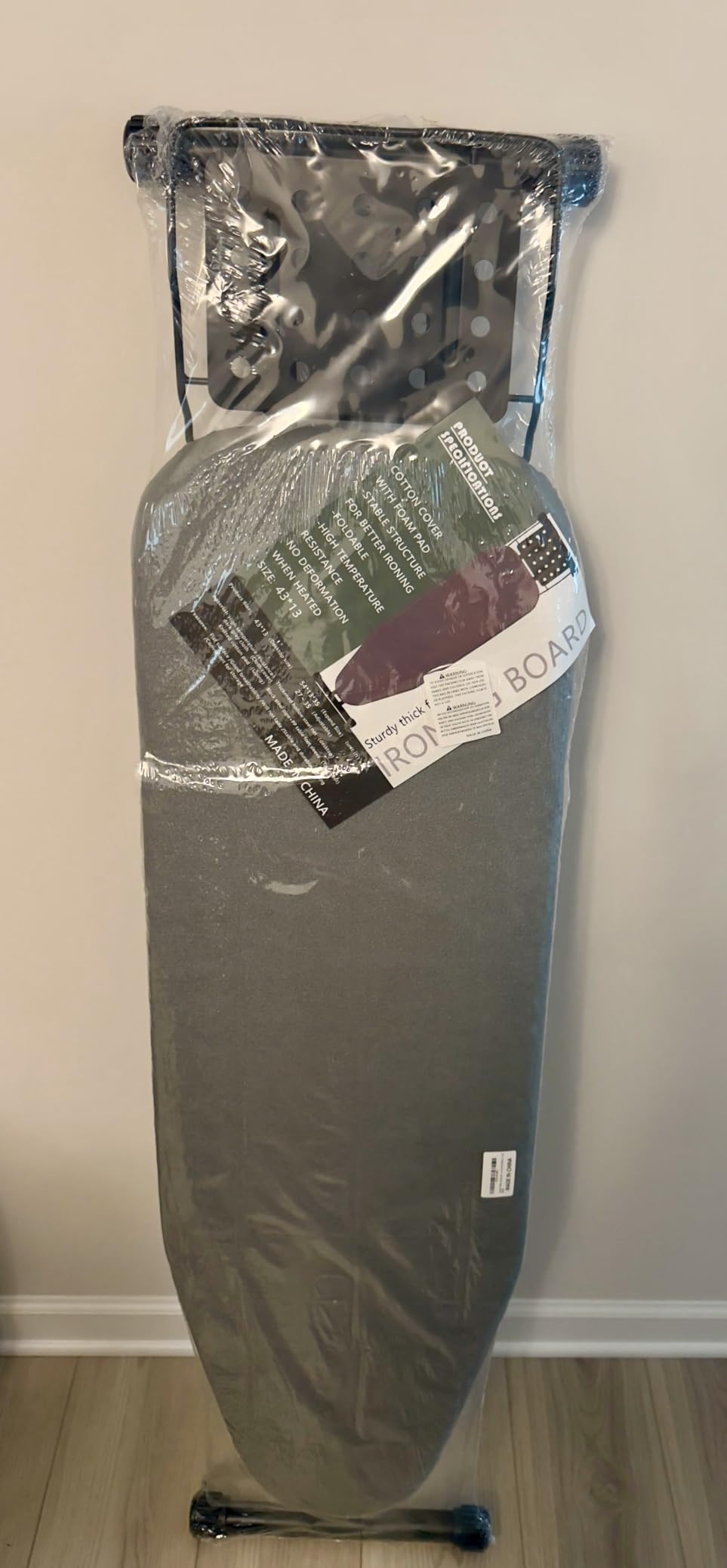 Jakeefud Deluxe Ironing Board with Heat Resistant Cover and Thicken Felt Pad, Heavy Sturdy Legs,Full Size Hanger Iron Board,Foldable (L-Grey) customer photo 1