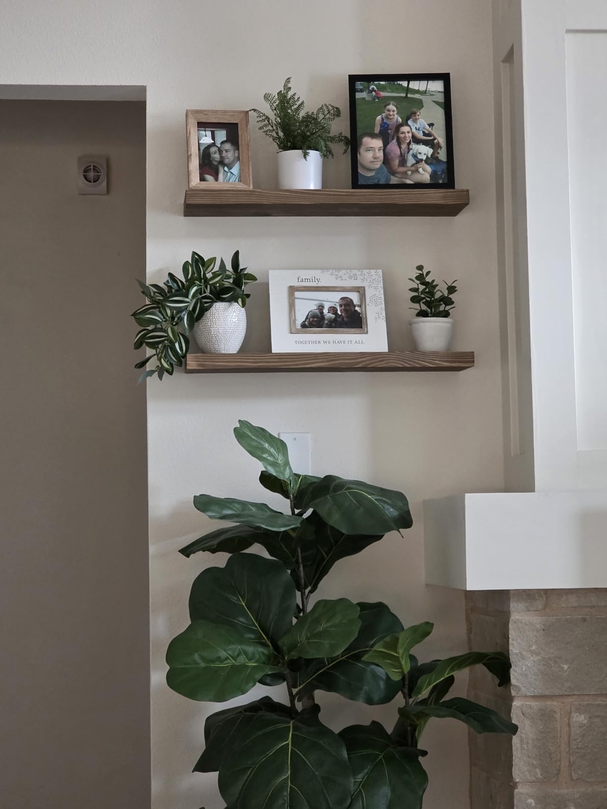 BGMG Wood Floating Shelves for Wall 24 inch Set of 2, Rustic Wooden Wall Mount Shelves for Bathroom Living Room Bedroom Kitchen Farmhouse -24x6.7-Dark Walnut customer photo 2