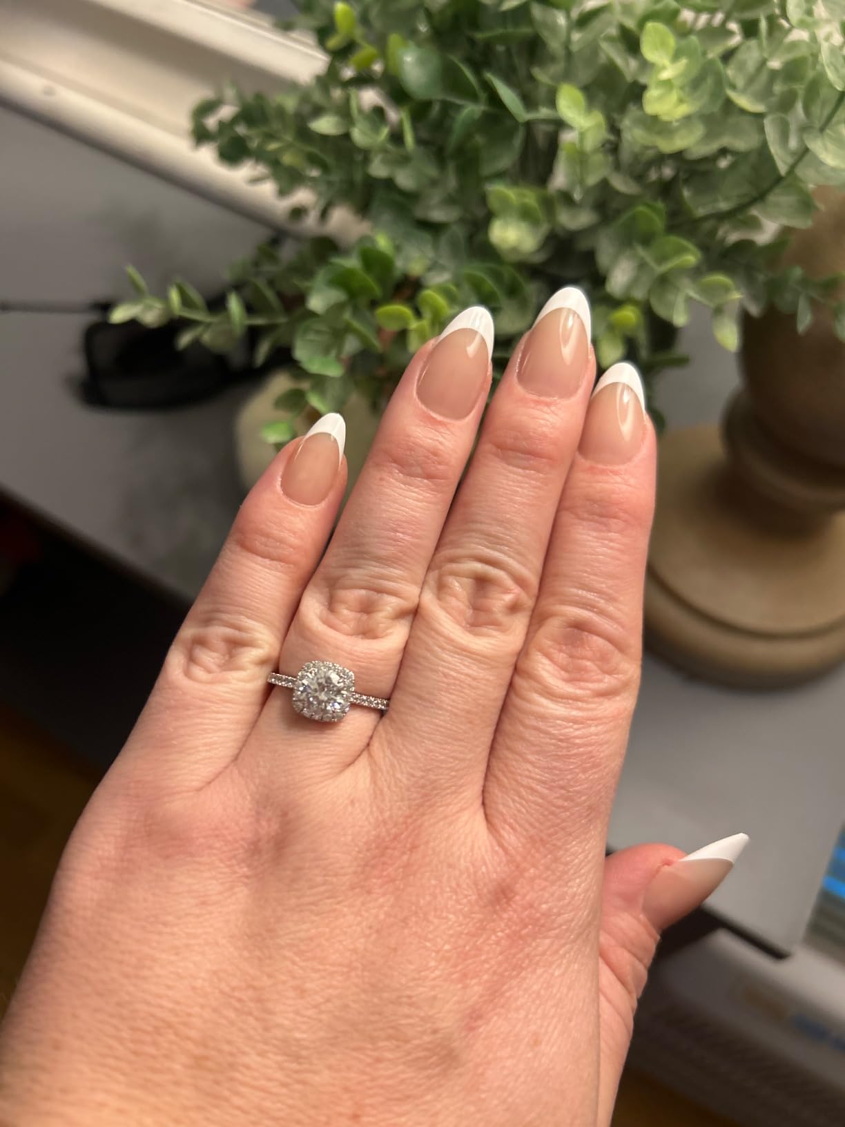 PAVOI 14K Gold Plated Square Halo Engagement Rings | Premium Cubic Zirconia Promise Eternity Ring for Women | Wedding Bands customer photo 1