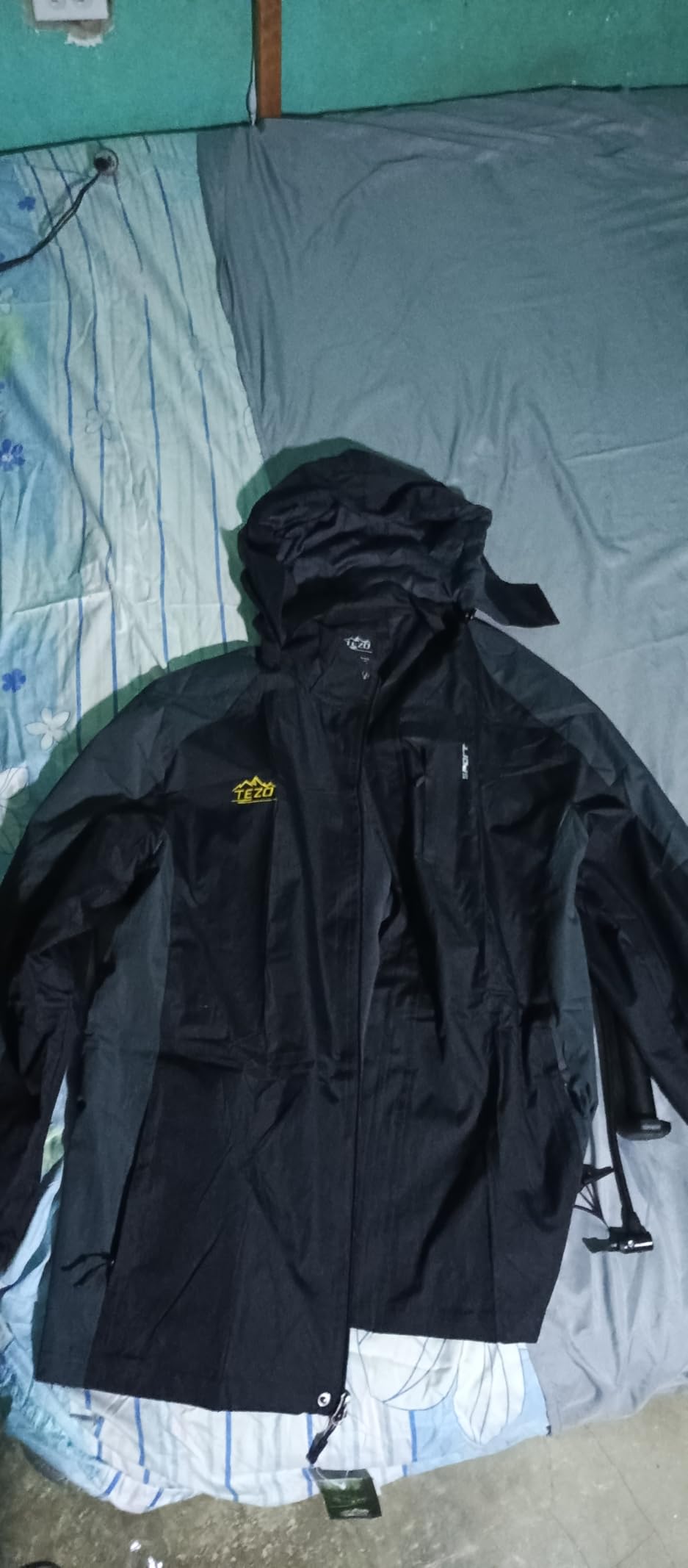 TEZO Mens Rain Jacket Waterproof with Hooded Hiking Coat Lightweight Windbreaker customer photo 2