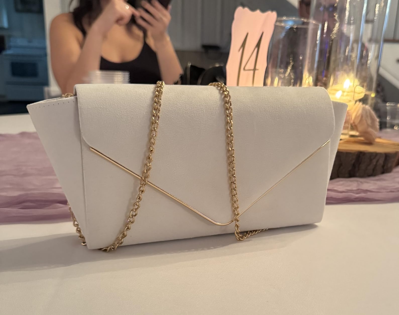 Dasein Women Faux Suede Clutch Purse Evening Bag Bridal Formal Handbag customer photo 2
