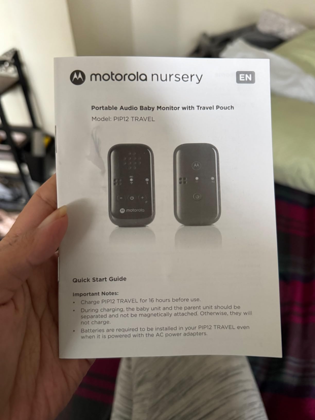 Motorola Nursery Audio Baby Monitor, No WiFi Needed, Two-Way Talk, Portable and Rechargeable, 1500ft Range, HD Sound, Water-Resistant Travel Case, PIP12 customer photo 2