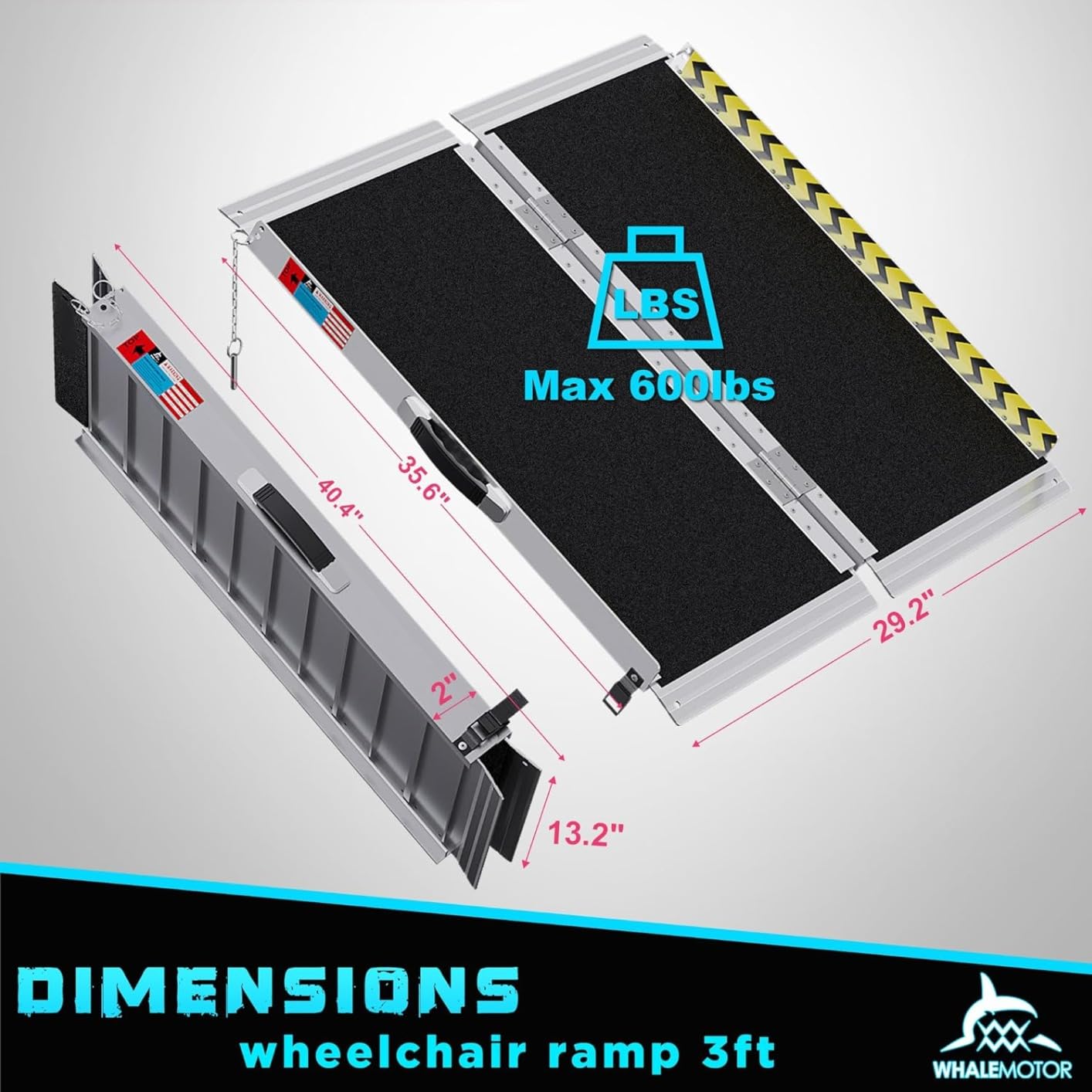 WHALEMOTOR Black Portable Wheelchair Ramp, 7FT No-sew Non-Slip Aluminum Wheelchair Ramp, Folding Portable Wheelchair Ramps for Home, Weight Capacity Up to 800 LBS, Loading Dock Plates customer photo 2