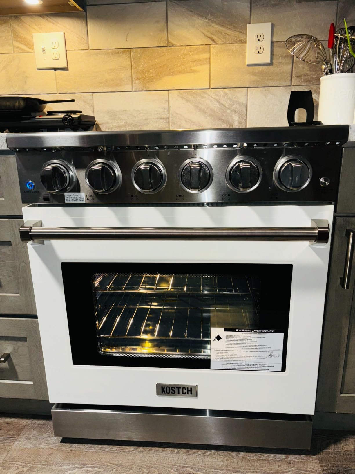 KOSTCH 30 inch Professional Electric Range with 5 Heating Elements Cooktop, 4.55 Cu. Ft. Convection Oven Capacity, Smooth Glass Top, in Stainless Steel, KOS-30RE06H (Red) customer photo 1