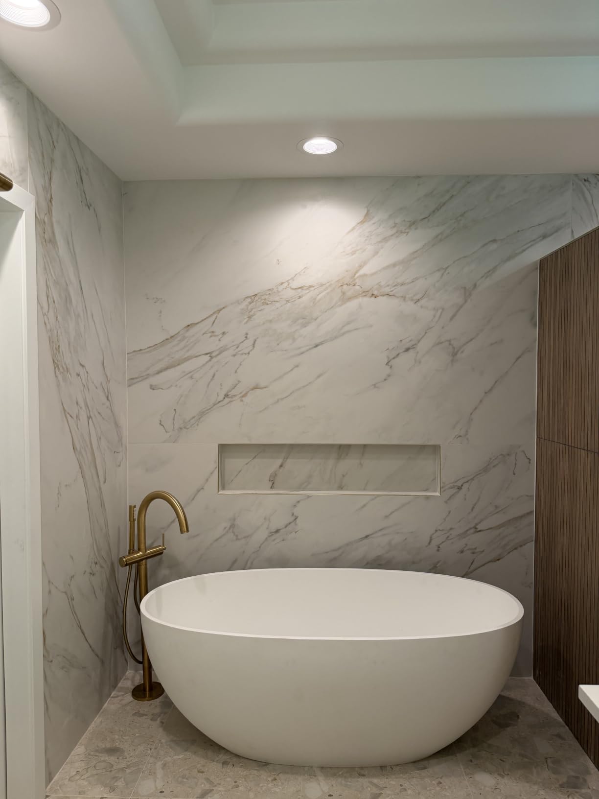 65'' Free Standing Tub Stone Resin, Soaking Freestanding Bathtub customer photo 1