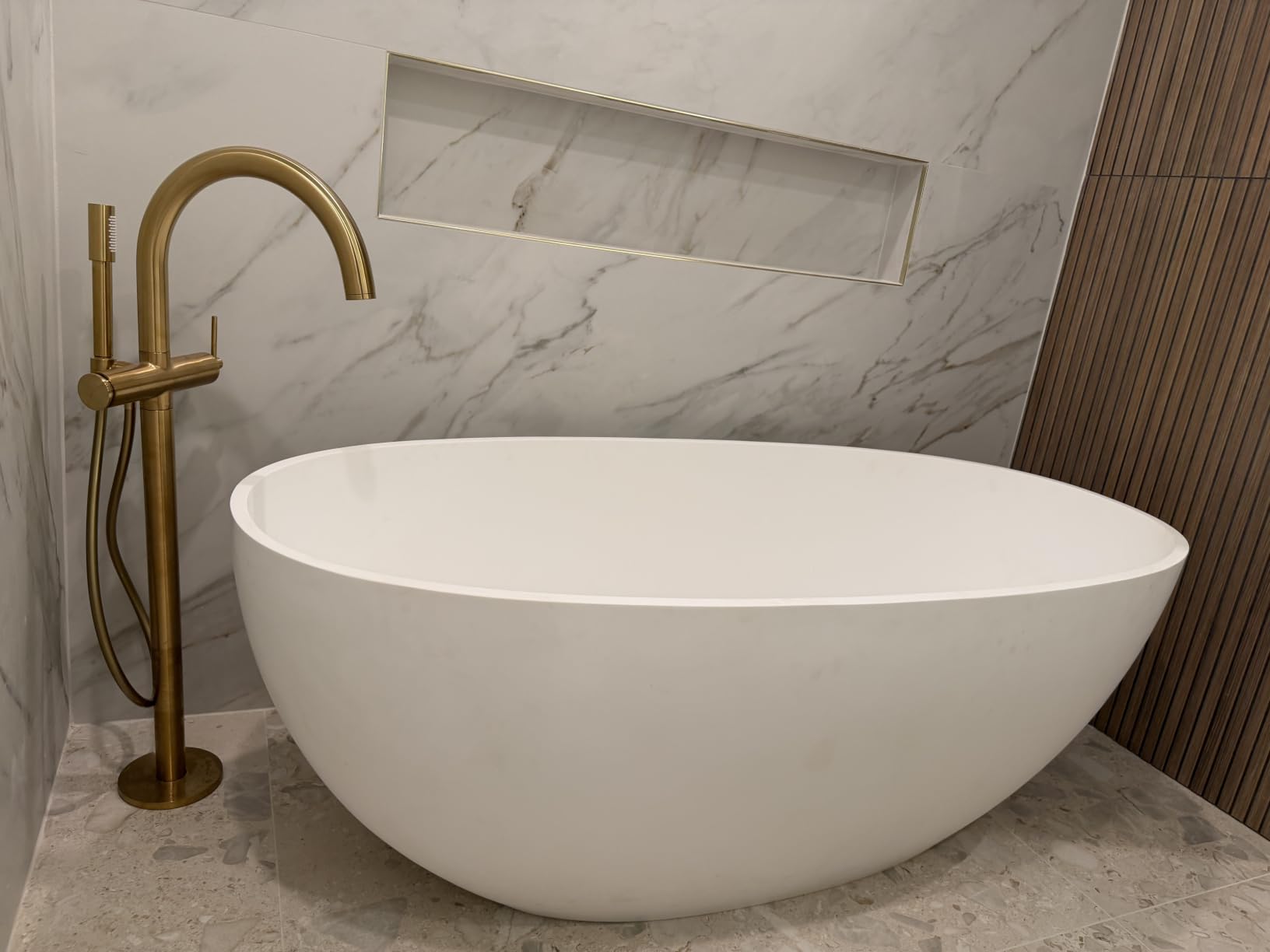 65'' Free Standing Tub Stone Resin, Soaking Freestanding Bathtub customer photo 2