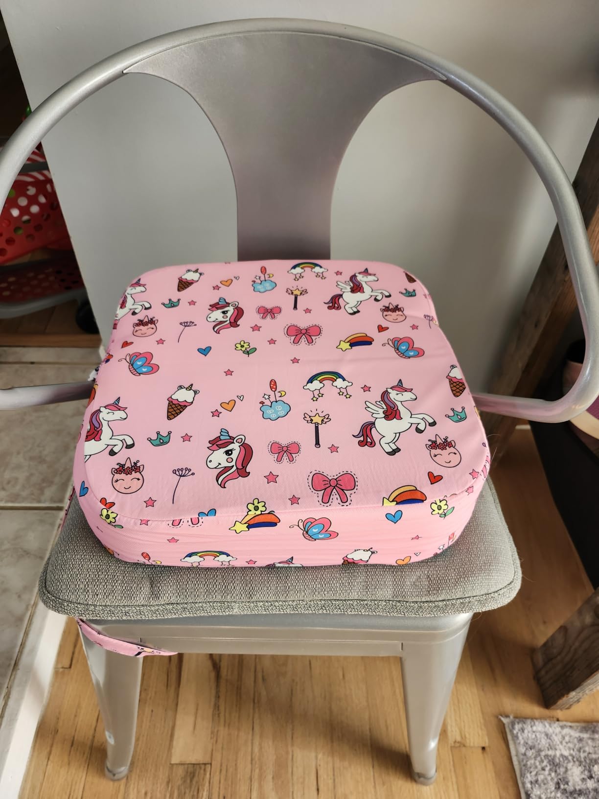 Eiury Toddler Booster Seat for Dining Table, Portable Kids Booster Seat with Safety Buckles Portable Increasing Booster Cushion with Non-Slip Bottom (Blue Dinosaur) customer photo 1