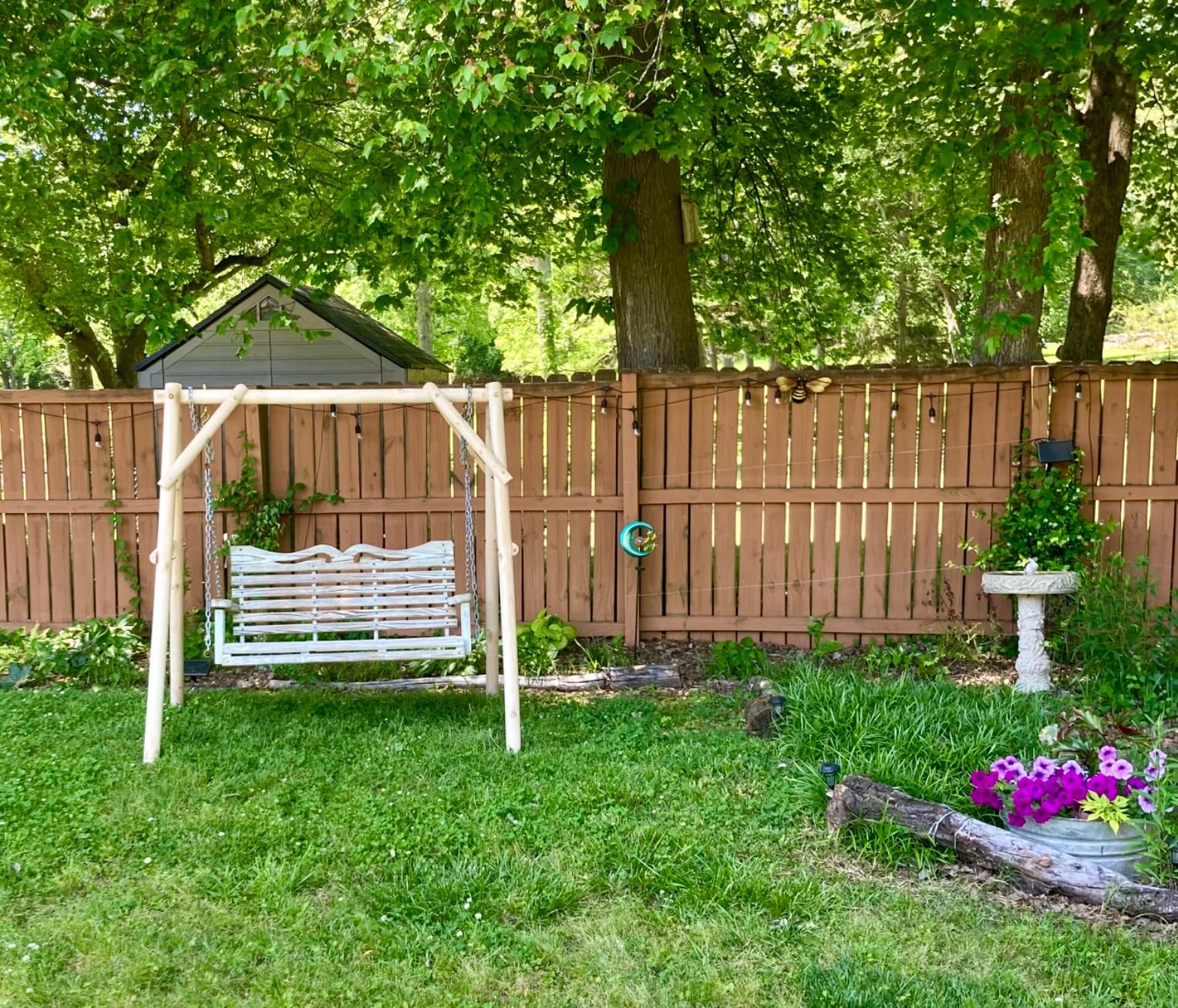 Tangkula 770lbs Porch Swing Frame, Heavy Duty A-Frame Wooden Swing Stand with Reinforced Bars, Freestanding Log Porch Swing Frame Only for DIY Painting, Ideal for Porch, Lawn, Garden, Backyard customer photo 1