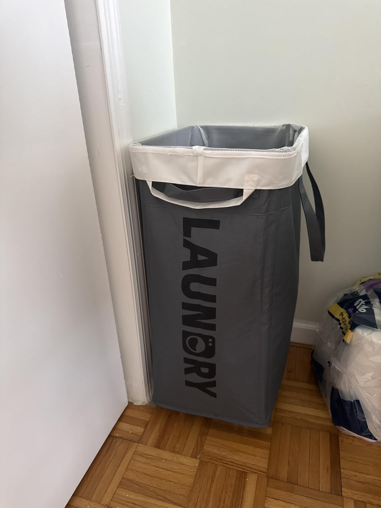 Goodpick 75L Laundry Basket with Wheels & Removable Wash Bag for Dorm | Rolling Laundry Basket with Handles for Dirty Clothes, Fodable Hamper for Laundry Room, Dorm Room Essentials, Grey customer photo 1