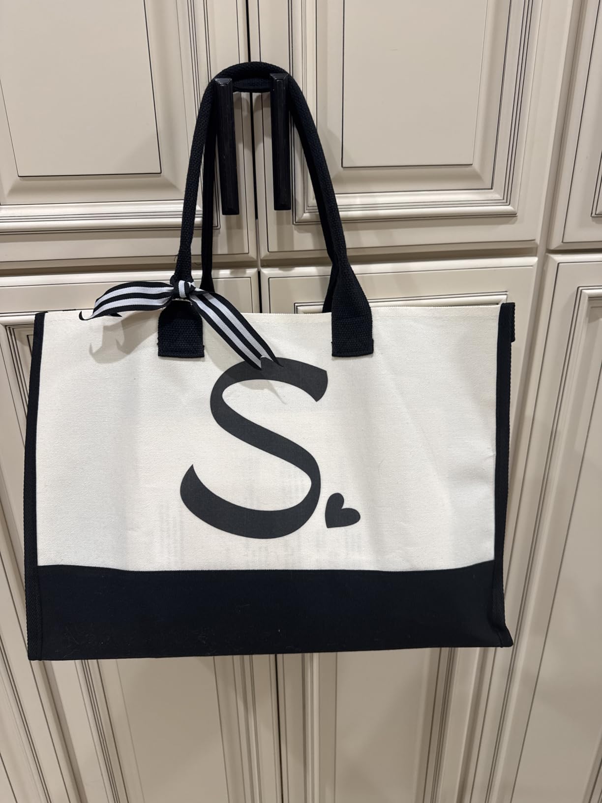 shenee Initial Canvas Tote Bag, Personalized Beach Bags Gift for Women customer photo 1