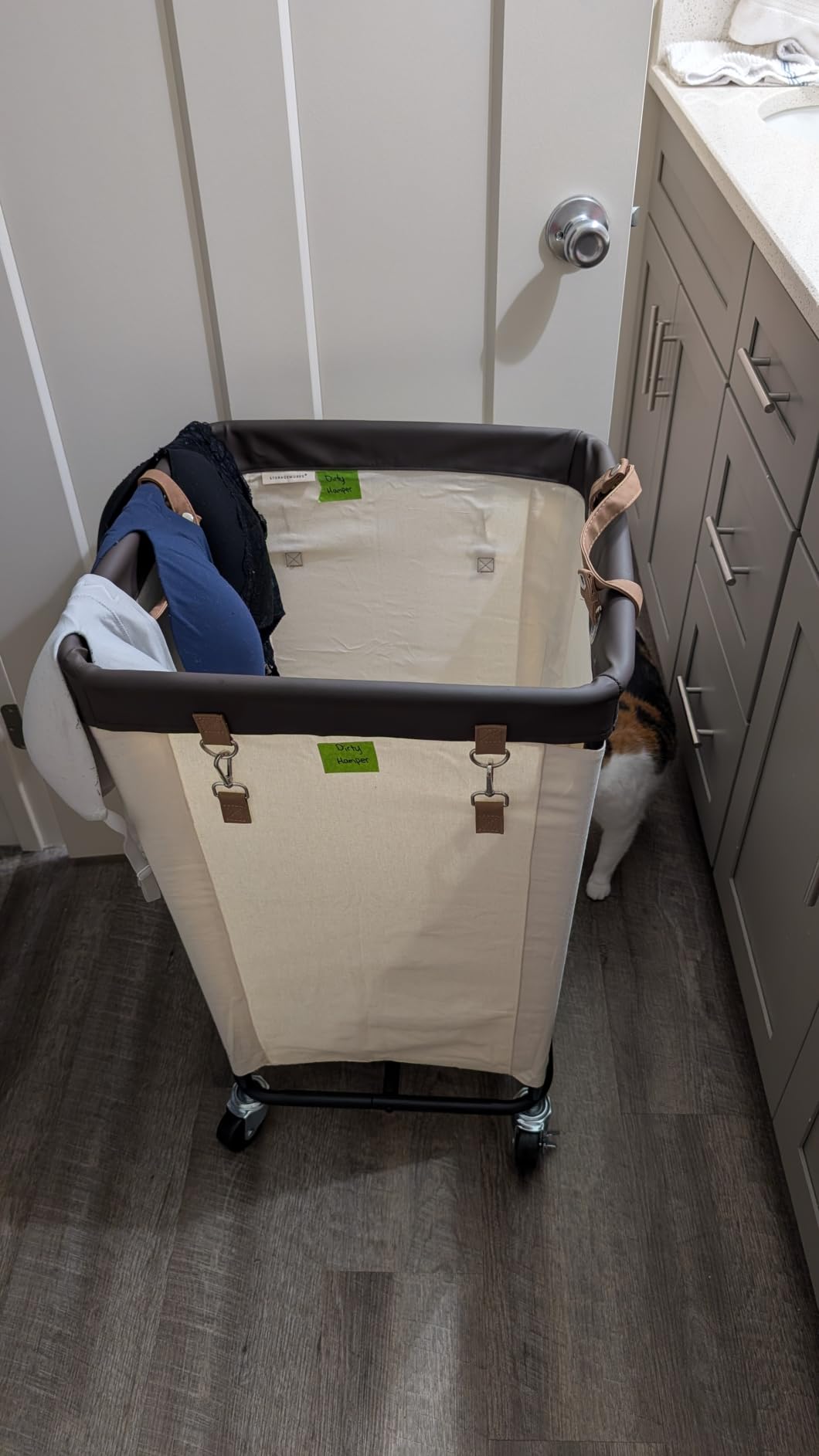 StorageWorks Laundry Hamper with Wheels, Rolling Laundry Basket, Dirty Clothes Hamper for Hotel, Home, Closet, Dorm (Beige, 160L) customer photo 1