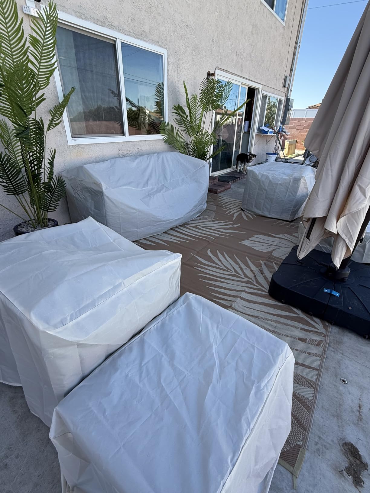 Outdoor Patio Furniture 60000 BTU Outdoor Propane Fire Pit Table Patio Furniture Set 45 In Outdoor Fire Pits 7 Pieces Patio Sofa Outdoor Chairs Anti-slip Cushions Waterproof Covers, Peacock Blue customer photo 2