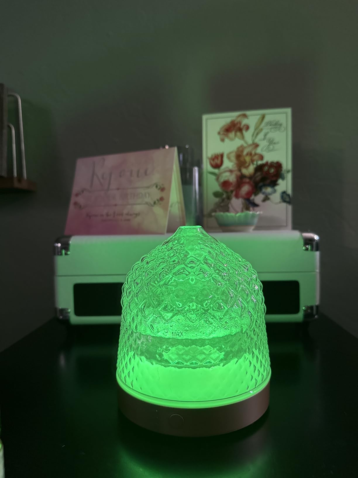 200ml Glass Reservoir Essential Oil Diffuser with Glass Dome Ultrasonic Aromatherapy Diffuser with Four Timer Colorful Light Auto-Off for Home Office Bedroom customer photo 1