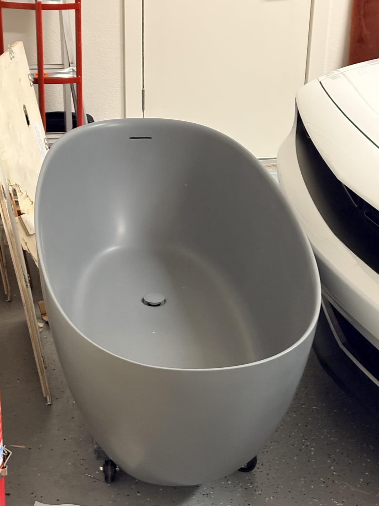 GIVINGTREE 65'' Freestanding Solid Surface Resin Stone Bathtub, Contemporary Design Stand Alone Tub with Pop-up Drain and Overflow, cUPC Certified, Matte White (Oval) customer photo 2