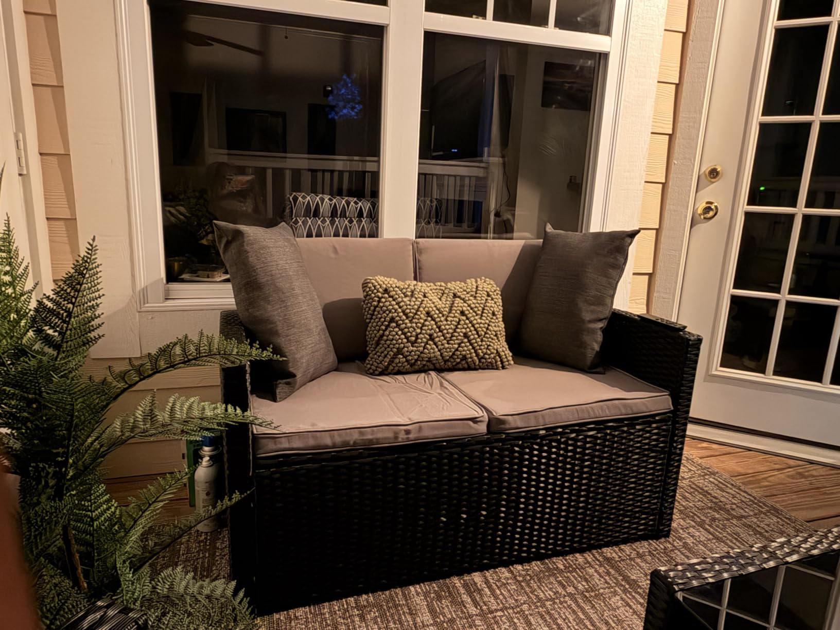 8 Piece Patio Furniture Set, Outdoor Modular Conversation Set | UV Treated Wickers, Machine Washable Cushions, Seats 6, 2 Storage Compartments, Rustproof Frame, Waterproof, Black customer photo 1