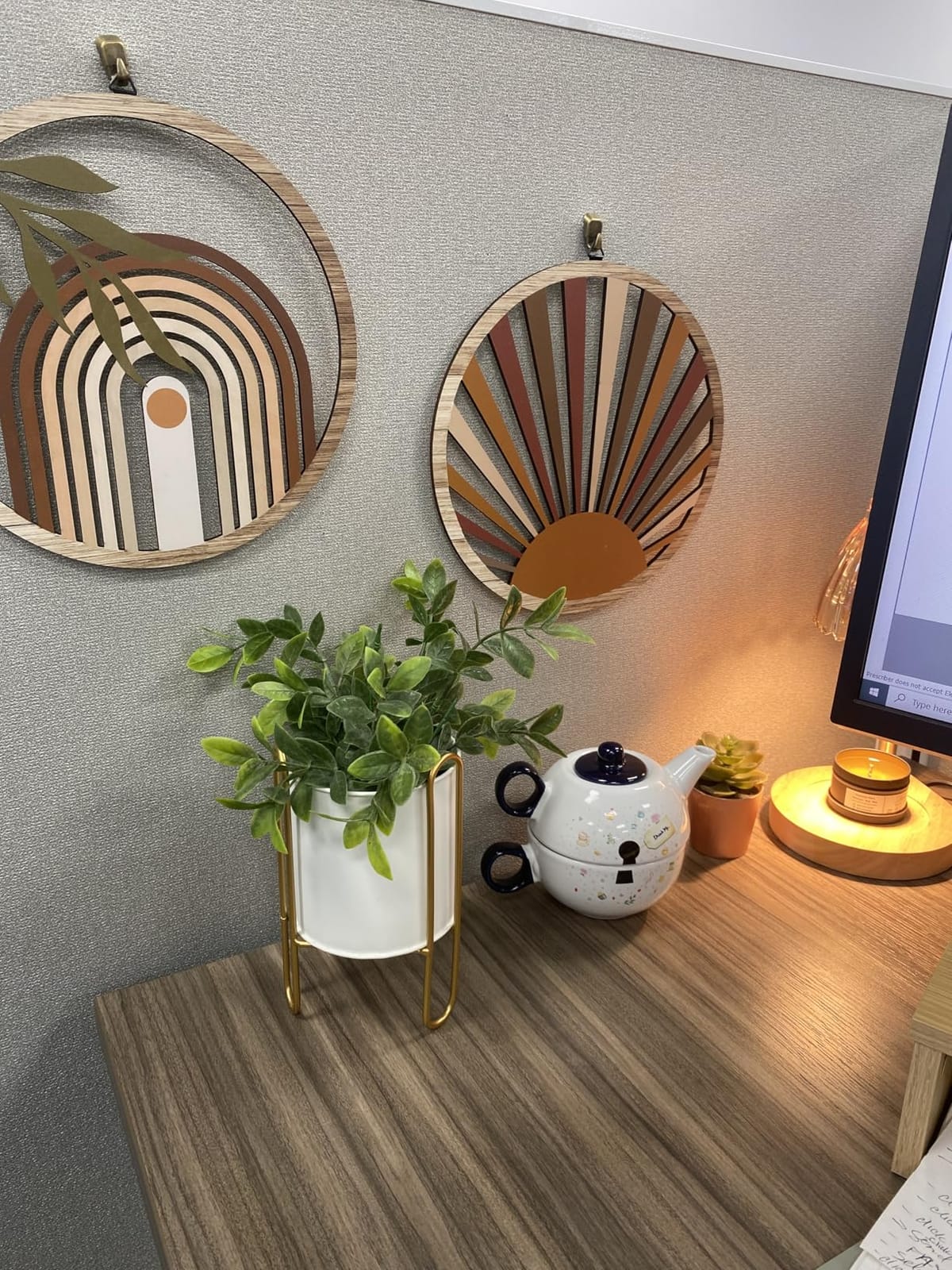 Qunclay 4 Pcs Boho Wall Art Bohemian Wood Round Circle Wall Decor Stylish customer photo 1
