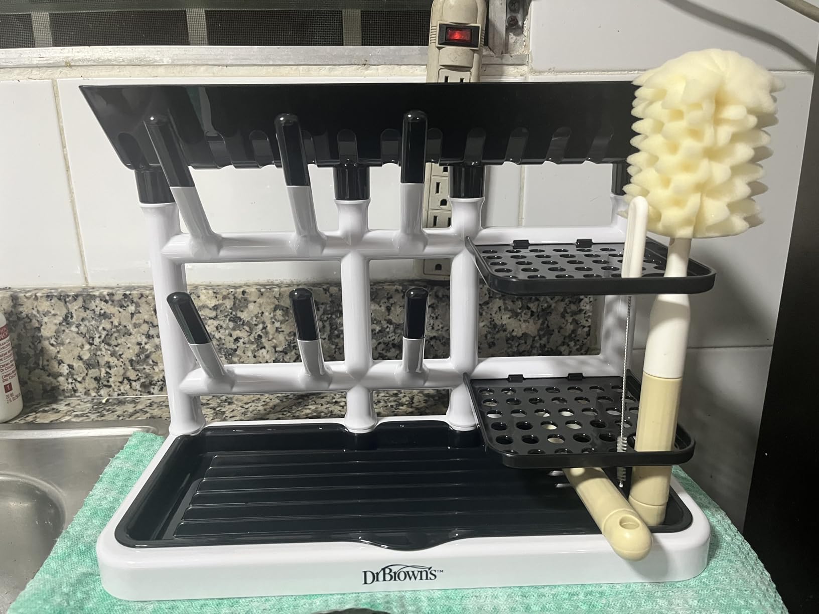 Dr. Brown's Drying Tower, Stand-Up Drying Rack, Countertop Baby Bottle Drying with Organized Storage for Baby Essentials, Space Saving Vertical Rack, Black/White customer photo 1