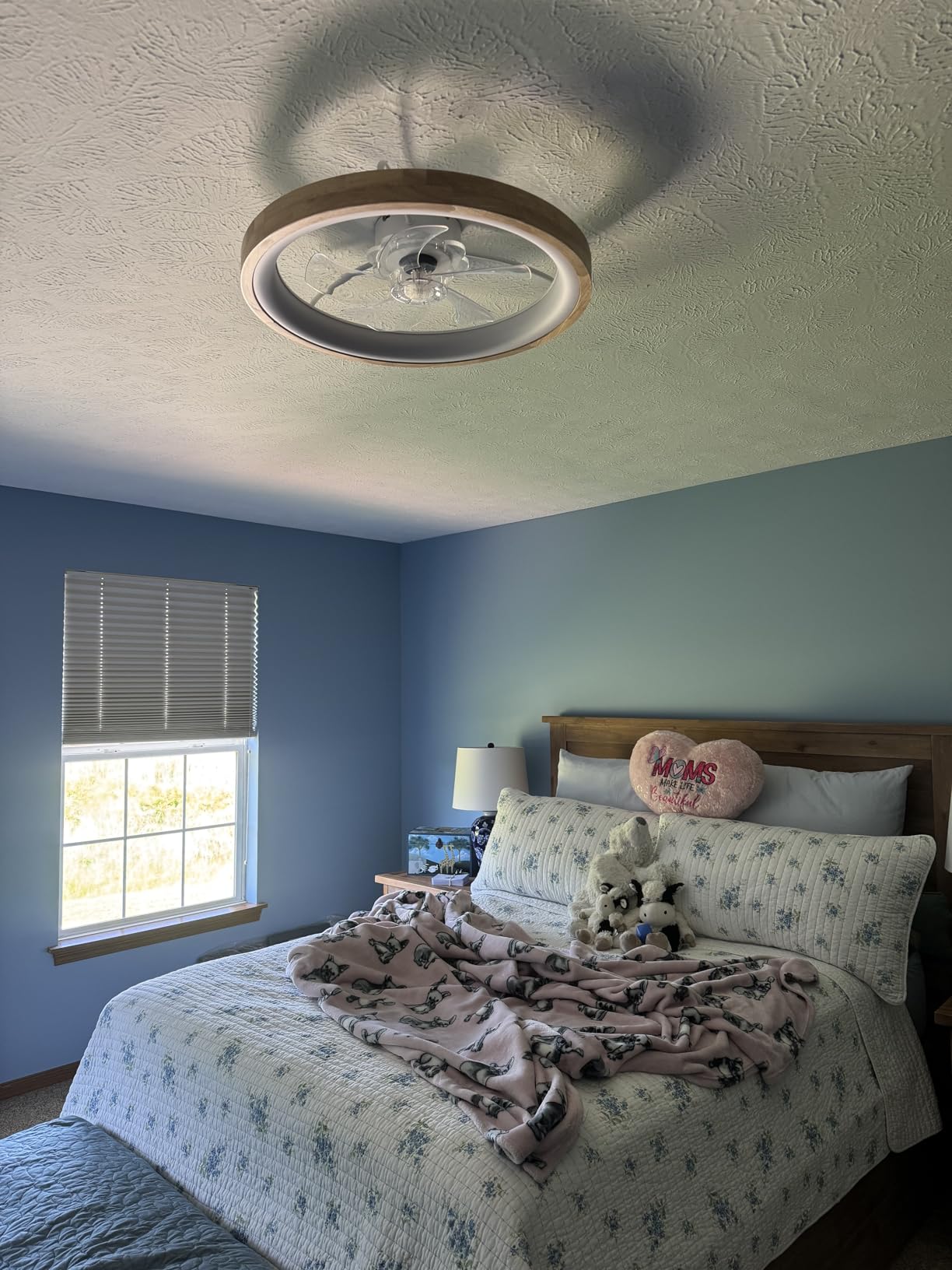 Fszdorj 20'' Low Profile Ceiling Fan with Light and Remote, Fandelier Black customer photo 1