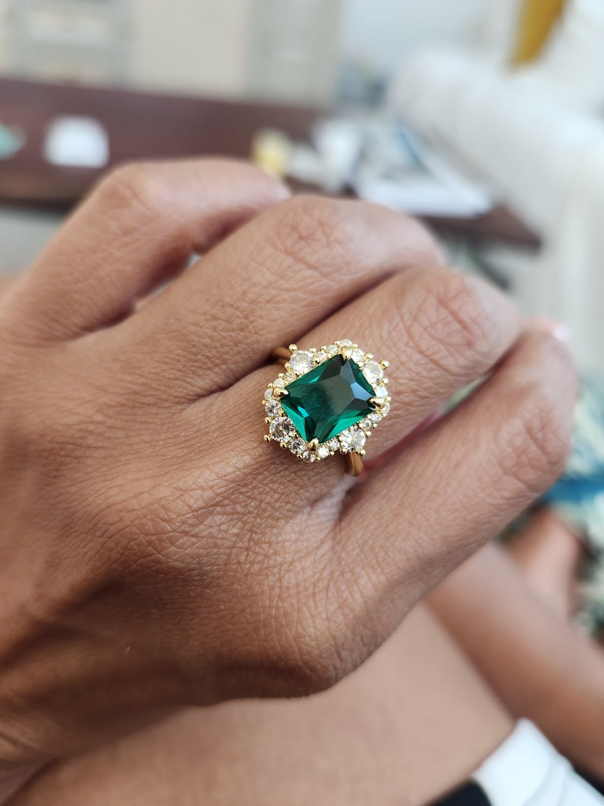 Metmejiao Emerald Rings - 14K Gold Baguette, Dainty Promise Ring for Her Engagement or Wedding customer photo 1