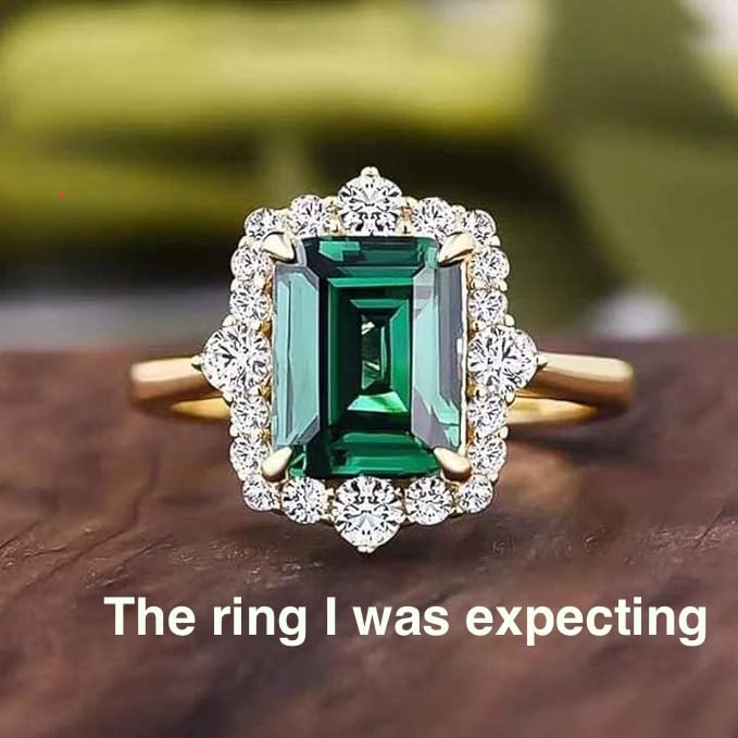 Metmejiao Emerald Rings - 14K Gold Baguette, Dainty Promise Ring for Her Engagement or Wedding customer photo 2