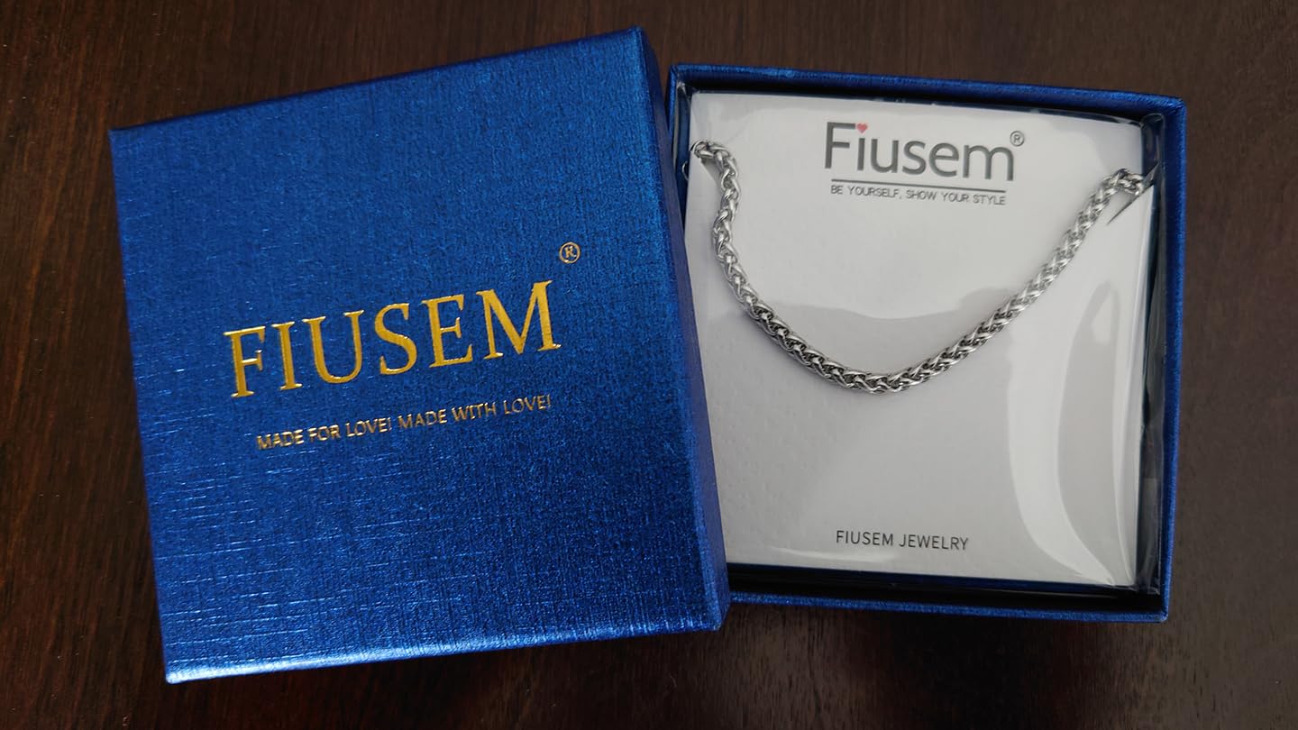 Fiusem Wheat Chains for Men Women, Stainless Steel Necklace customer photo 2