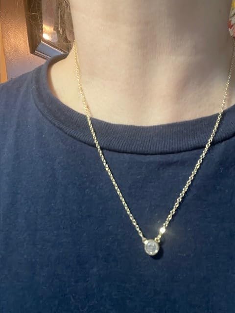 PAVOI 14K Gold Plated Pendant Necklace for Women, CZ Rondelle Pendants customer photo 1