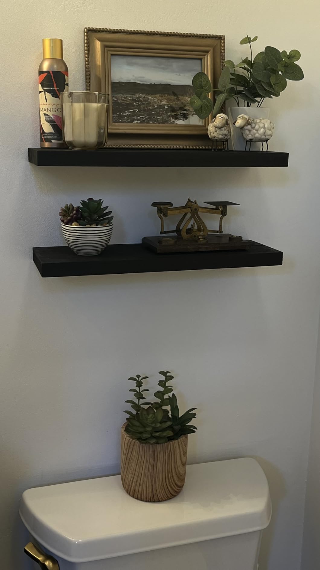 PHPH Wood Floating Shelves for Wall, Wooden Wall Shelves for Bedroom, Set of 6 Light Brown 17 Inch customer photo 2