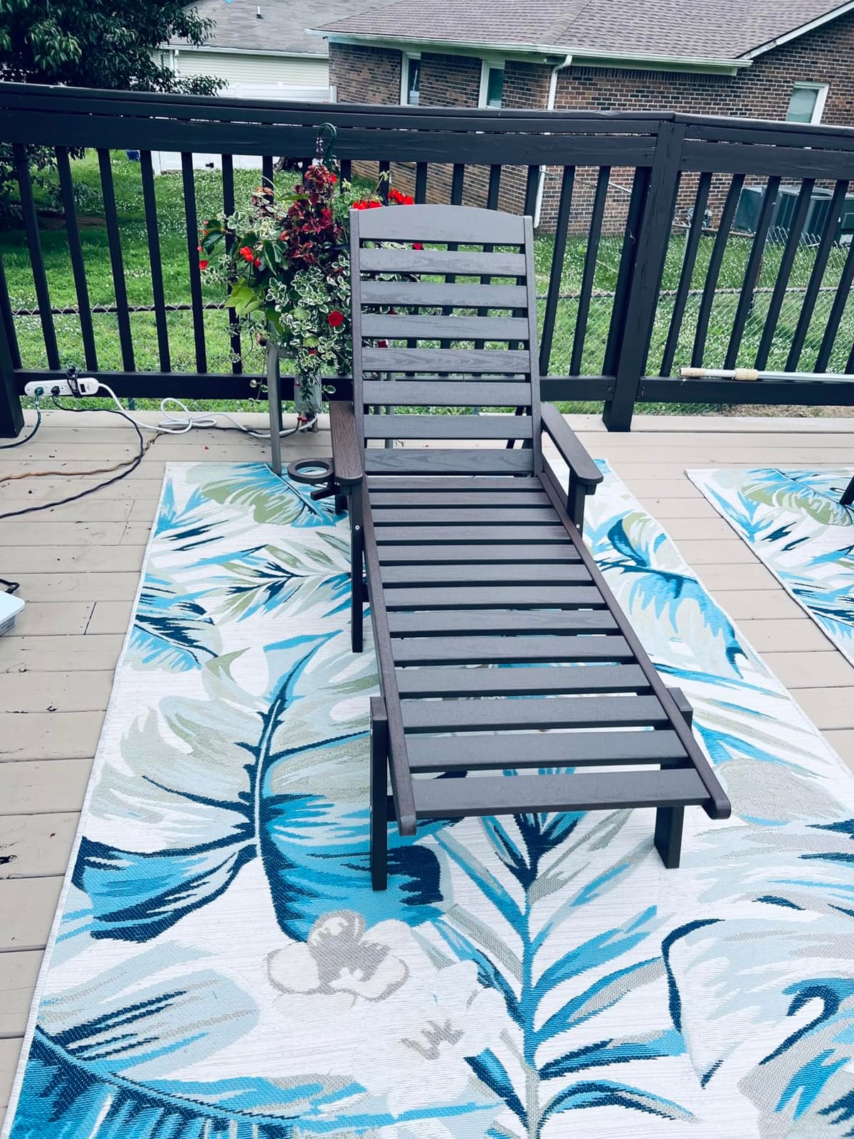 SERWALL HDPE Outdoor Lounge Chair Set of 2 with Cup Holder, Blue | with 5 Position Adjustable Backrest & Rolling Wheels customer photo 1