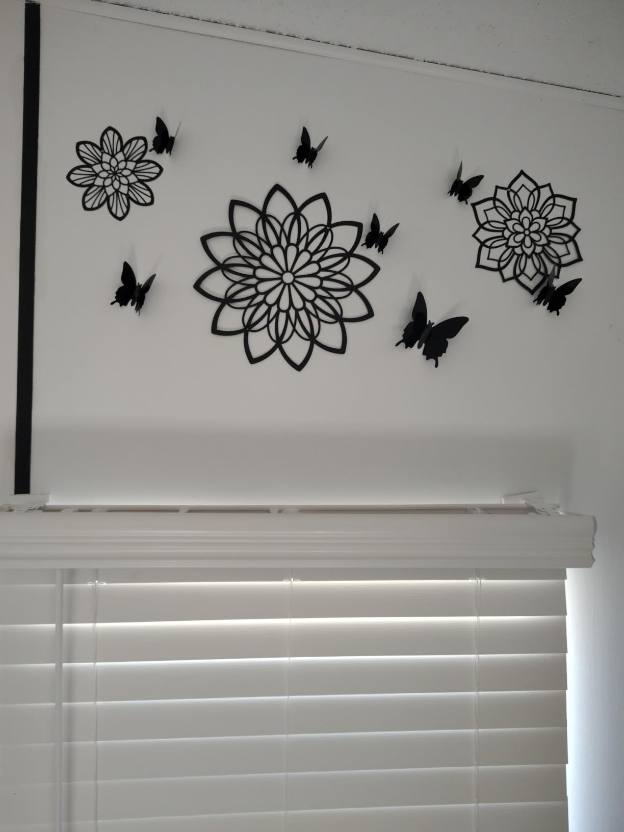 Zzbakress 3 Pcs Metal Flowers Wall Art Bathroom Wall Decor, Black Elegant customer photo 2