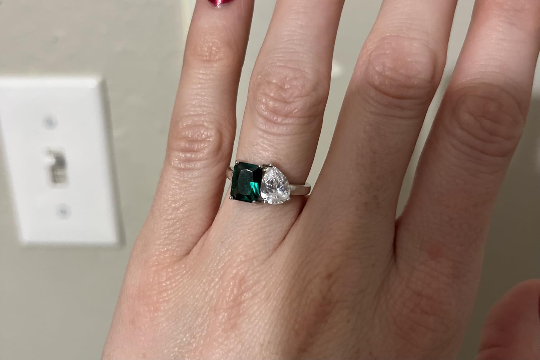 Yaresul 2.75ct Toi Et Moi Ring, 925 Sterling Silver Emerald Engagement Ring customer photo 2