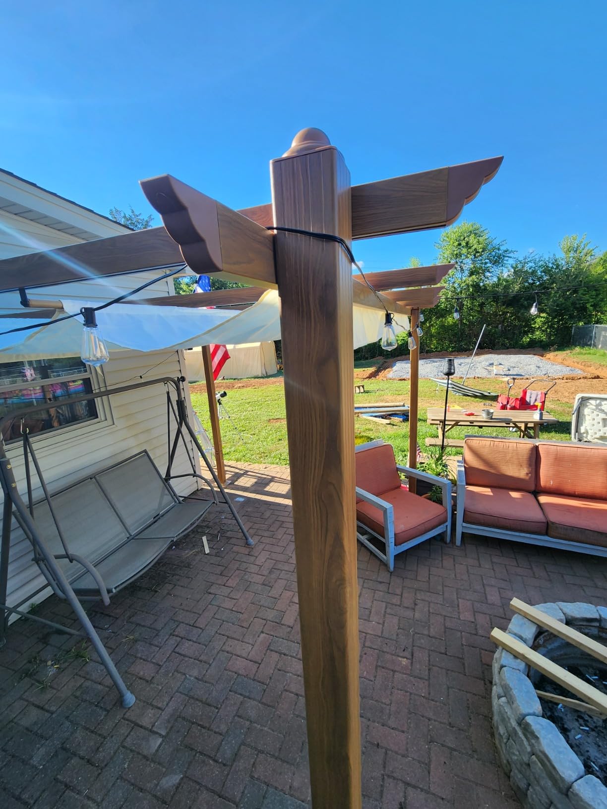 Outsunny 10' x 12' Retractable Pergola Canopy Cream White customer photo 2