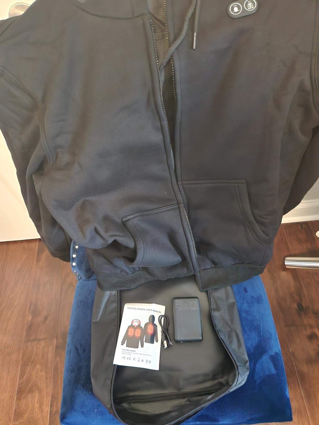 Heated Hoodie for Men Women with Battery Pack 16000mAh, Heated Sweatshirt Winter Thermal Zipper Sweatshirt customer photo 1