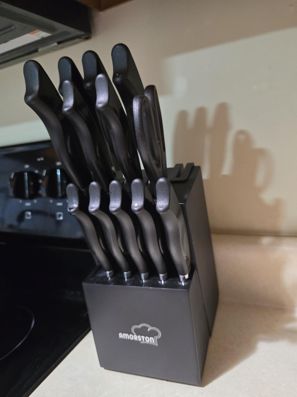 Knife Set, 15 Pieces Kitchen Knife Set with Built in Sharpener, High Carbon German Stainless Steel Knife Block Set, Dishwasher Safe, Fathers Day Gift for Men customer photo 2