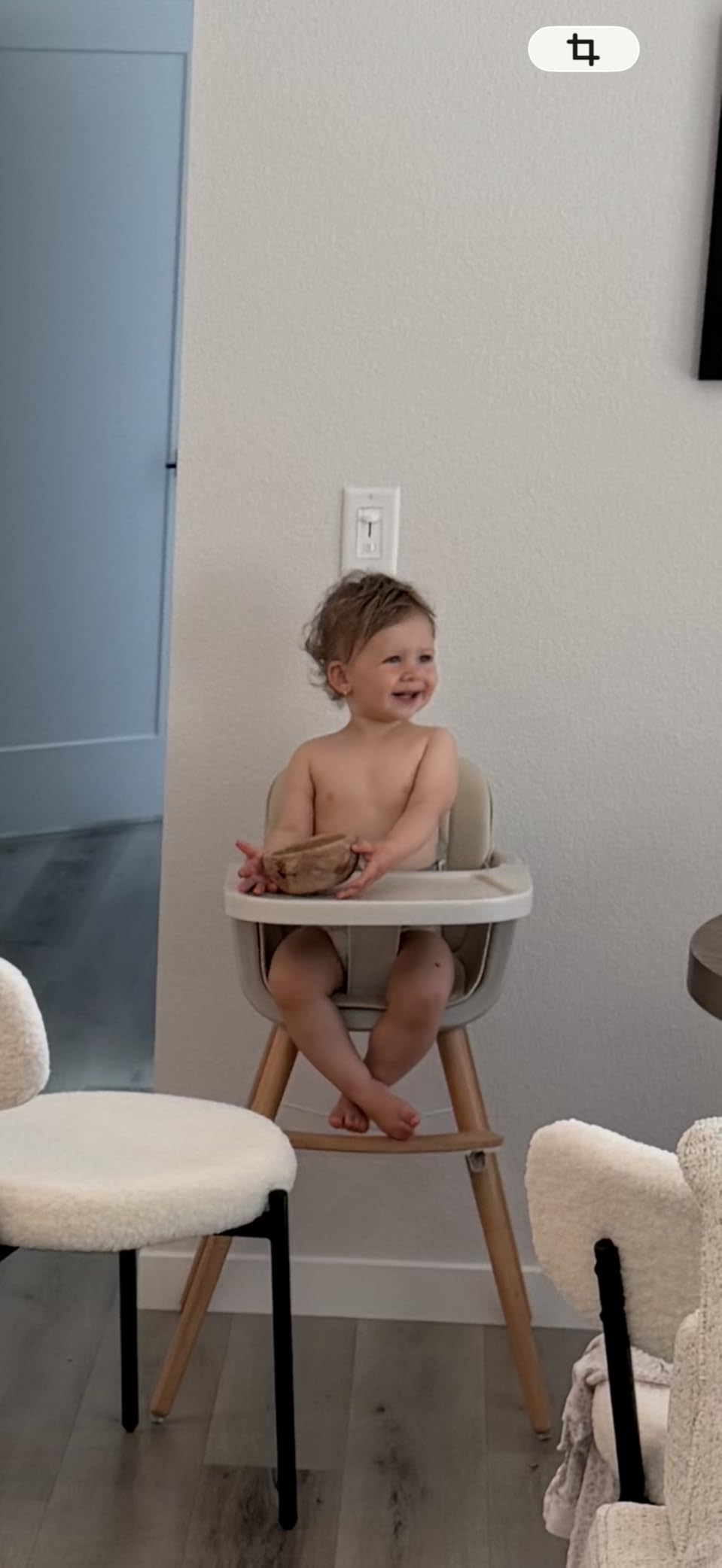 Mallify 3-in-1 Wooden High Chair, Convertible High Chairs for Babies and Toddlers, Baby Highchair with Adjustable Legs & Dishwasher-Safe Tray, Sleek Hardwood & Premium PU Cushion, Beige customer photo 2